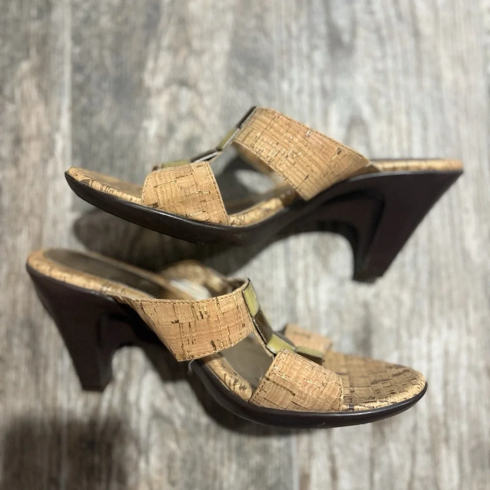 Croft & Barrow Sole (Sense) Ability Heel Sandals cork sz 8 M Preppy Coastal